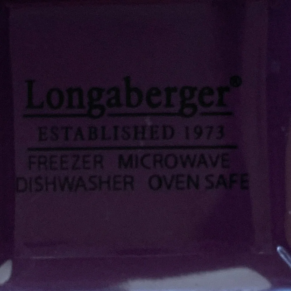 Longaberger Square Ceramic Bowl Dark‎ Purple Wood Grain Design Oven Safe Dish